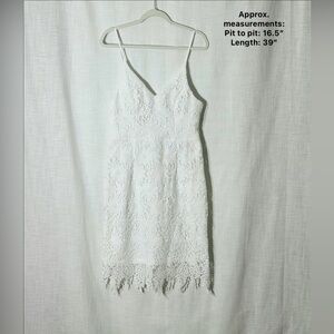 Minuet White Floral Lace Bridal‎ Midi Slip Dress L Romantic Coquette Cottage